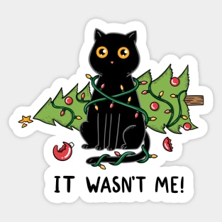 Cat and Christmas tree Sticker